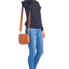 “Mira” Saddle Bag in Tan or Black with Palestinian Embroidered Statement Strap